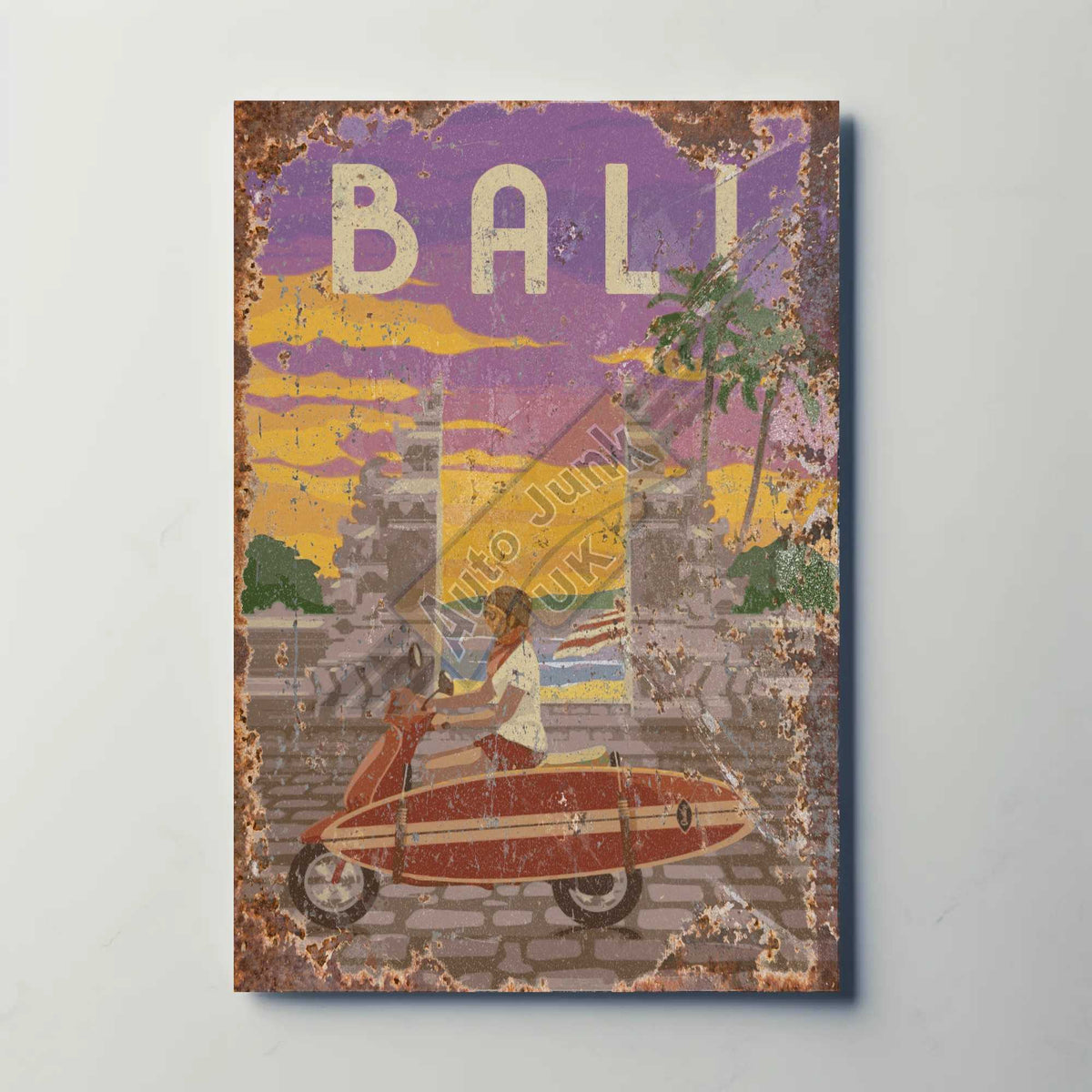 Bali Surfer Metal Travel Poster
