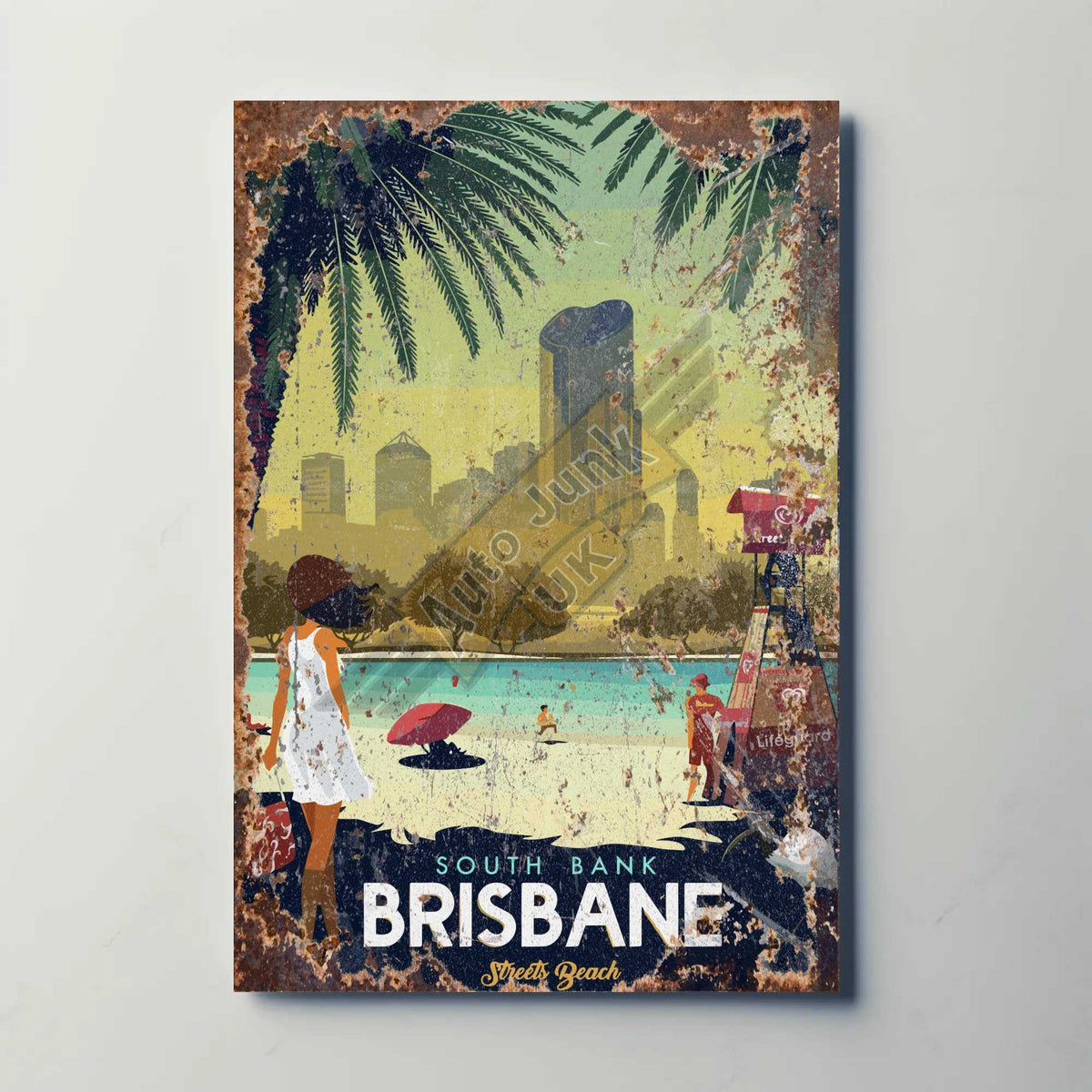 Brisbane South Bank Metal Travel Poster
