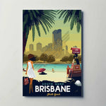 Brisbane South Bank Metal Travel Poster