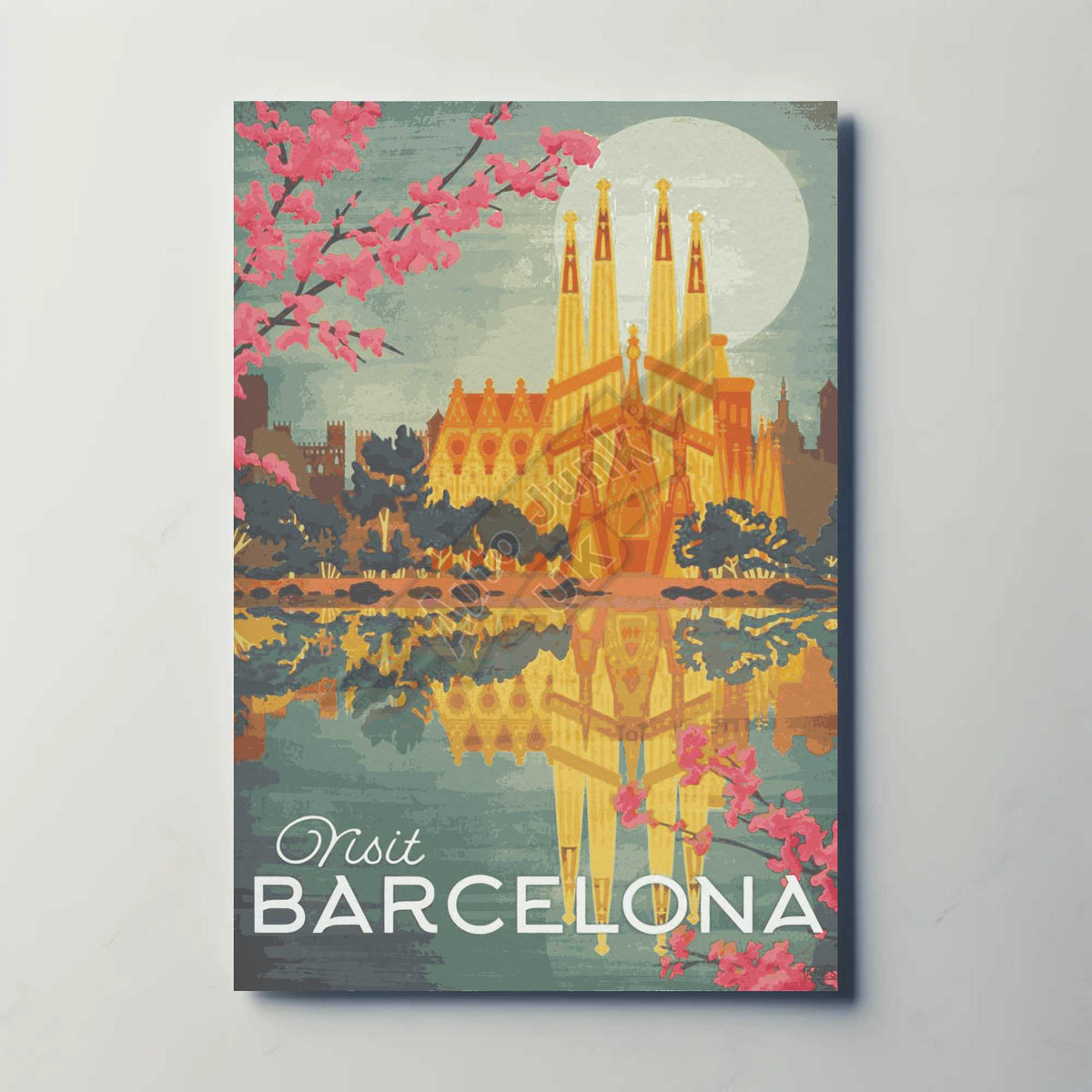 Barcelona Metal Travel Poster