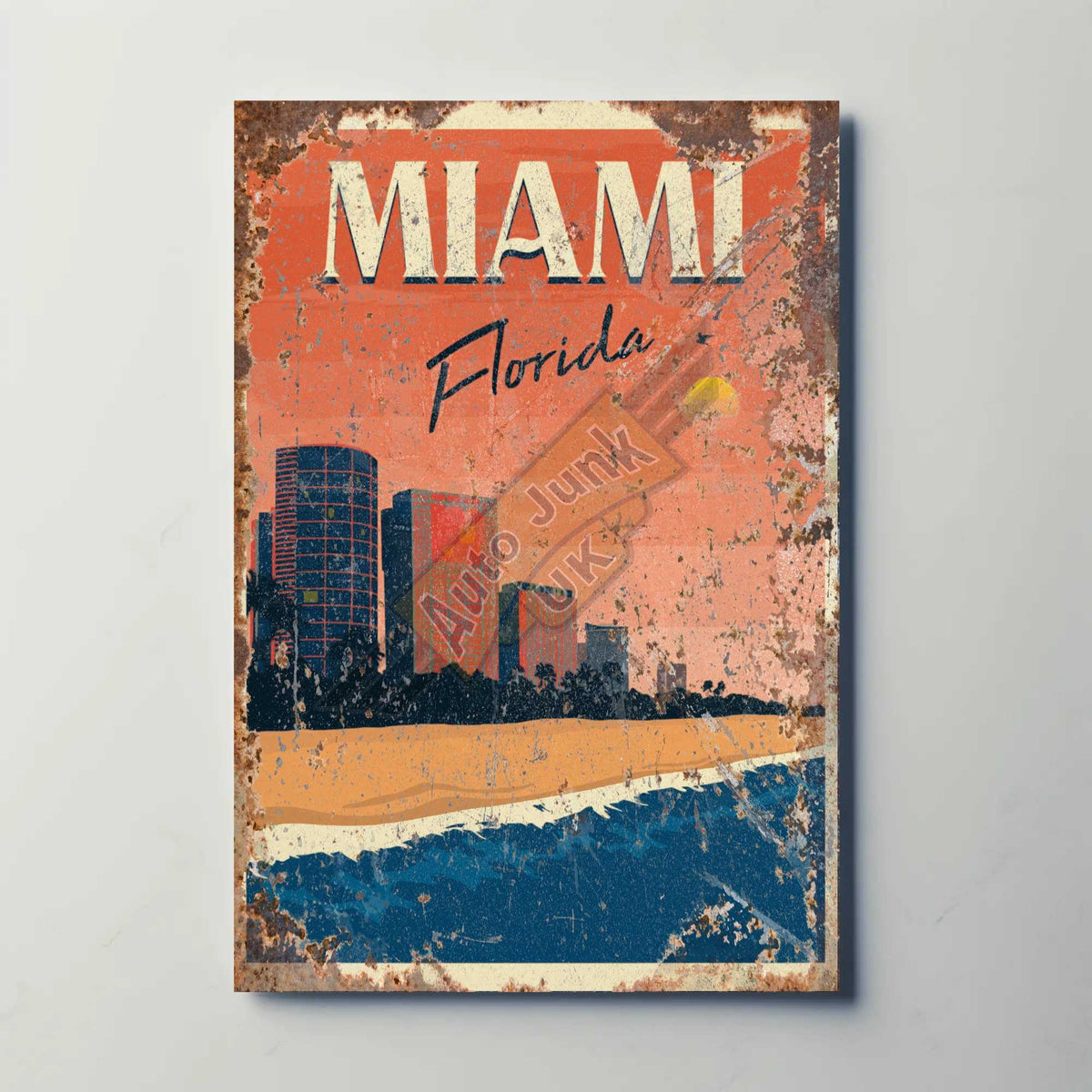 Miami Florida Metal Travel Poster