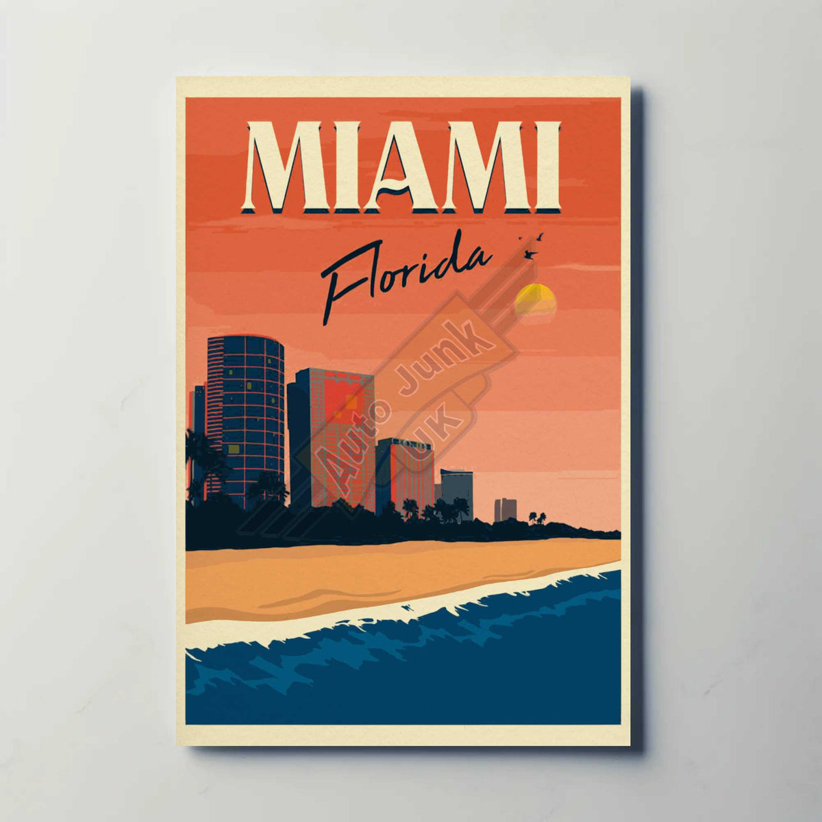 Miami Florida Metal Travel Poster