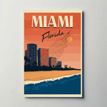 Miami Florida Metal Travel Poster