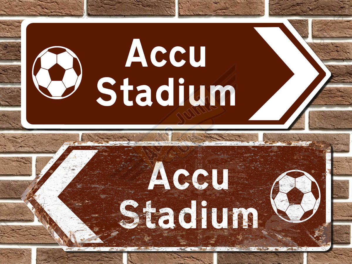 Accu Stadium Football Metal Road Sign