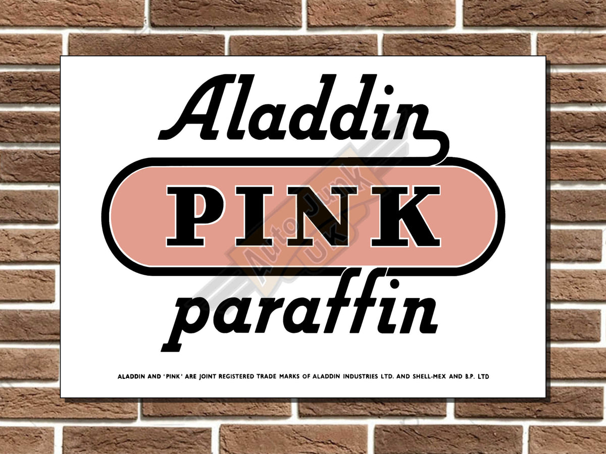 Aladdin Pink Paraffin Metal Sign