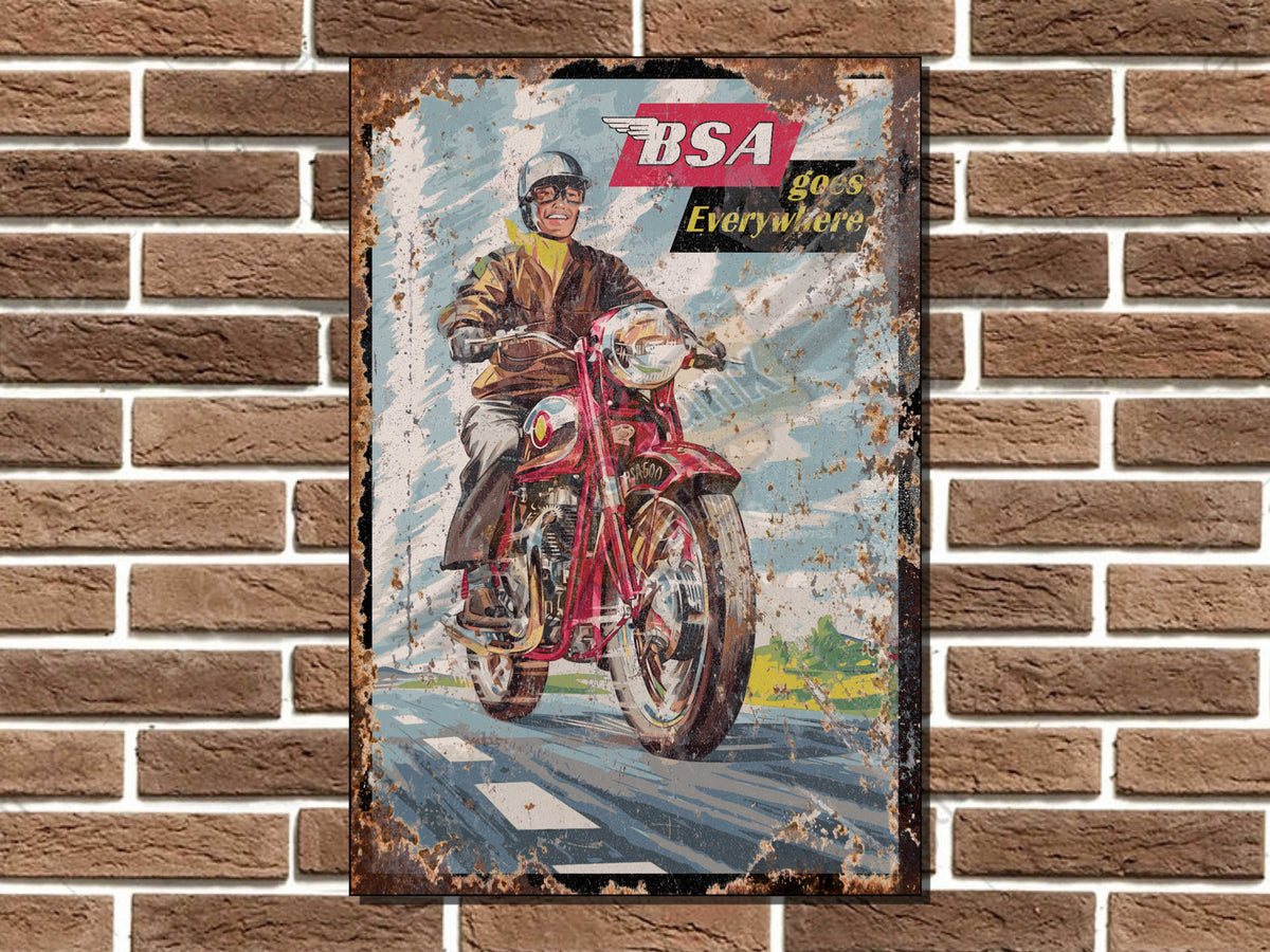 BSA Goes Everywhere Metal Sign