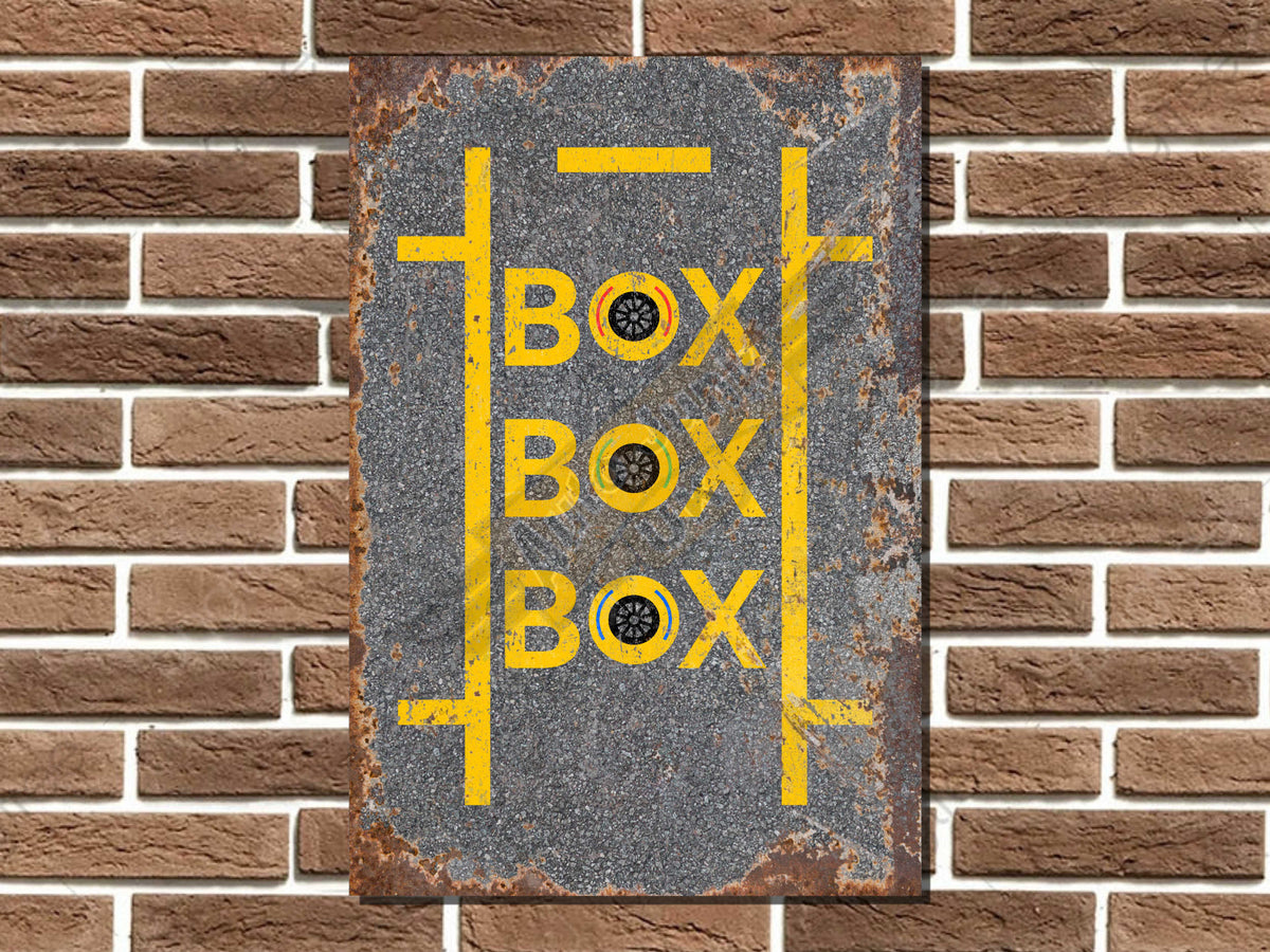 Pit Stop "BOX BOX BOX" Metal Sign