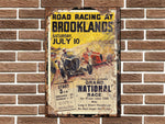 Brooklands Road Racing Poster Metal Sign