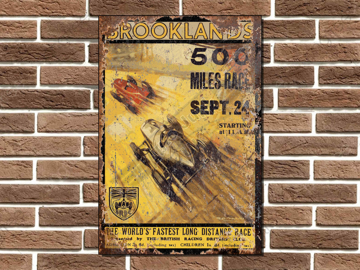 Brooklands 500 Miles Race Metal Sign