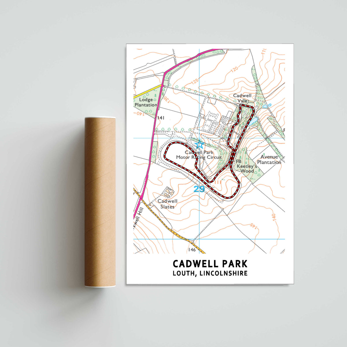Cadwell Park Circuit Map Paper Poster
