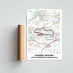 Donington Park Circuit Map Paper Poster
