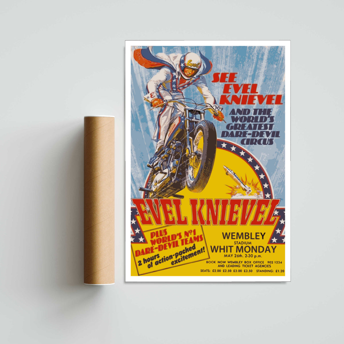 Evel Knievel at Wembley Paper Poster