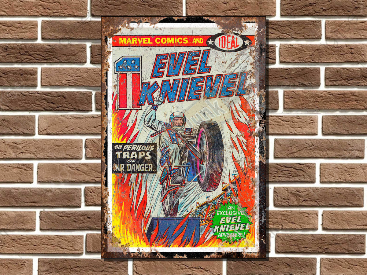 Evel Knievel Metal Sign