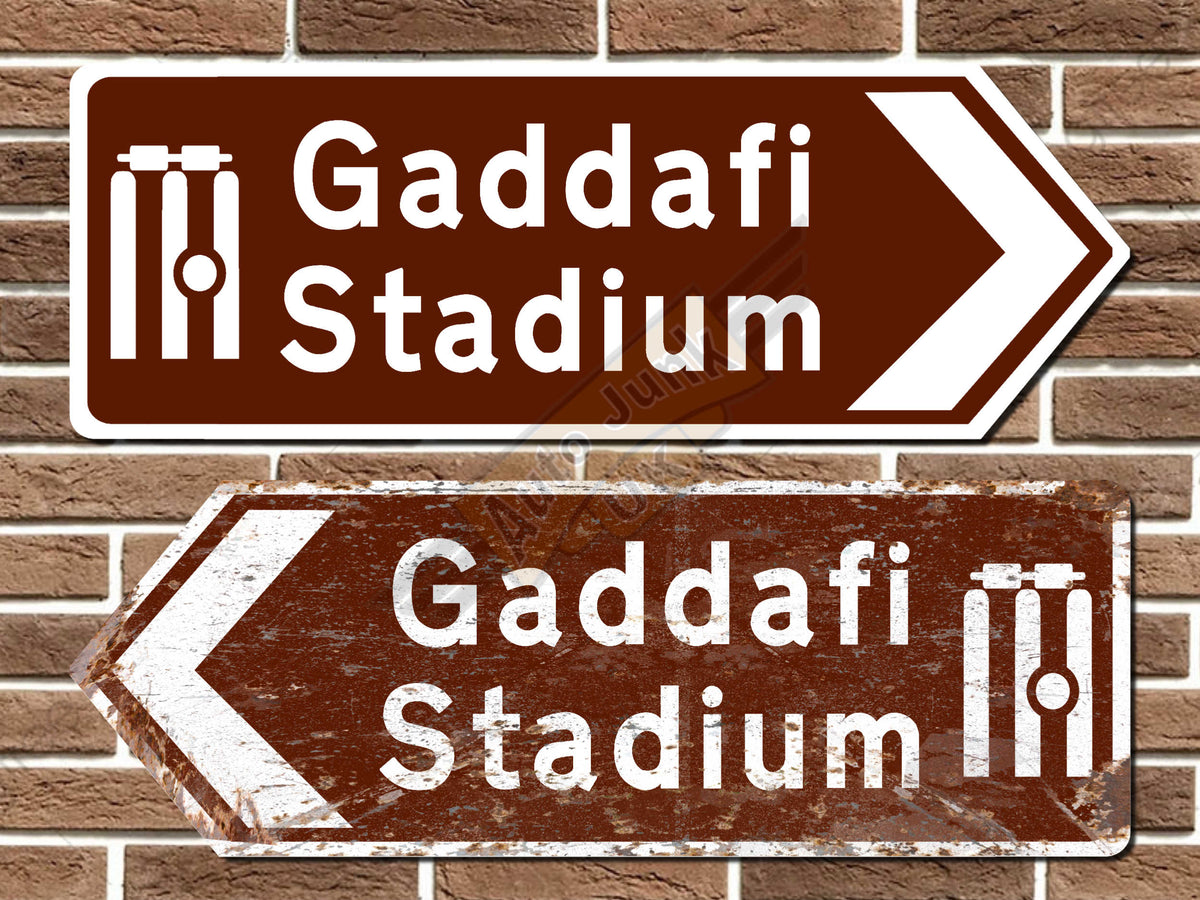 Gaddafi Stadium Cricket Ground Metal Road Sign