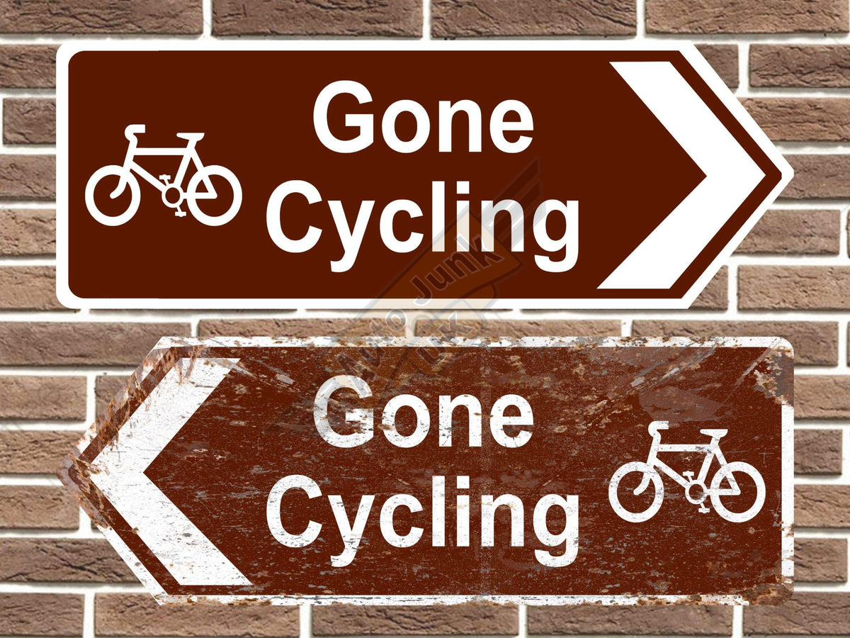 Gone Cycling Metal Road Sign