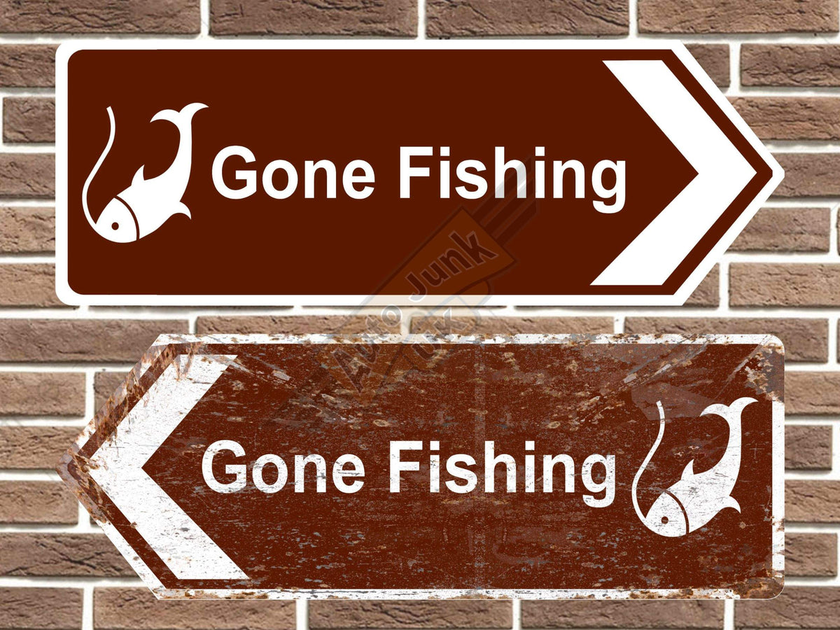 Gone Fishing Metal Road Sign