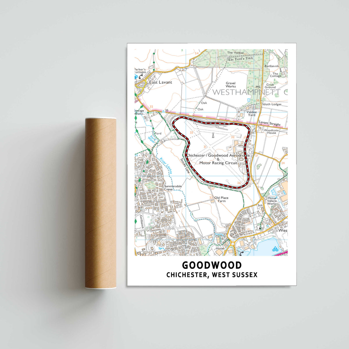 Goodwood Circuit Map Paper Poster