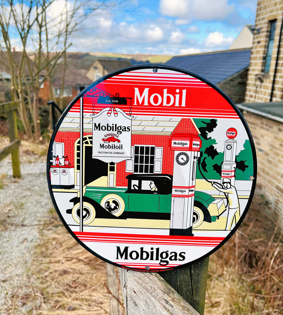 Mobilgas Enamel Sign
