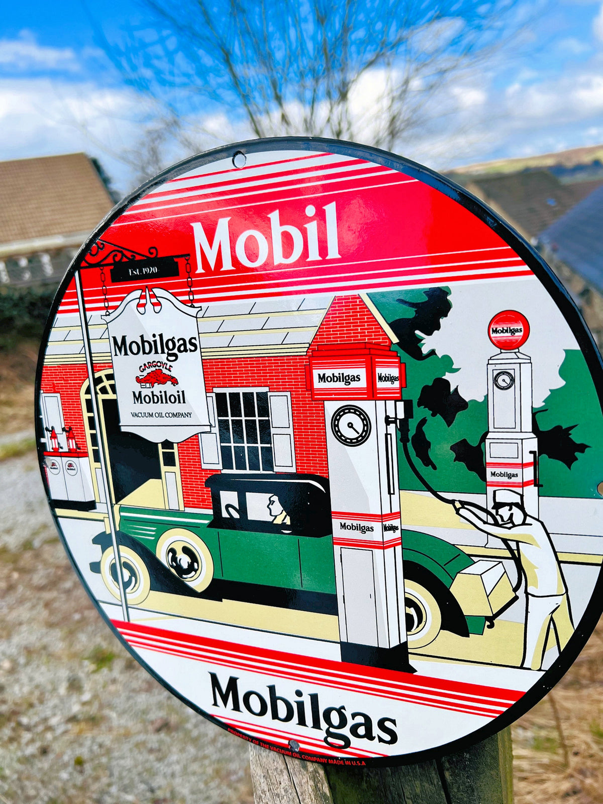 Mobilgas Enamel Sign