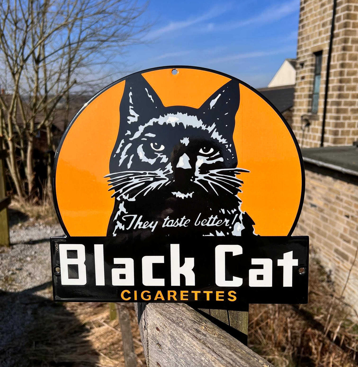 Black Cat Cigarettes Enamel Sign