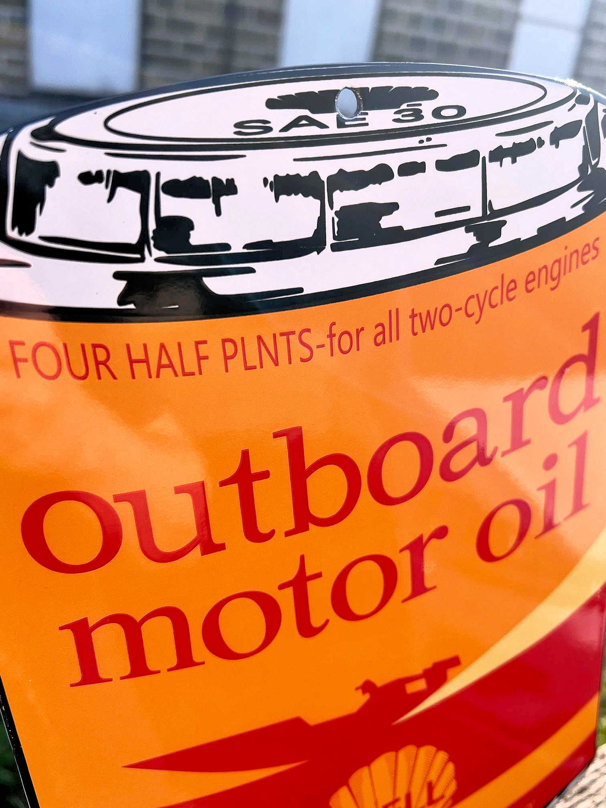 Shell Outboard Motor Oil Enamel Sign