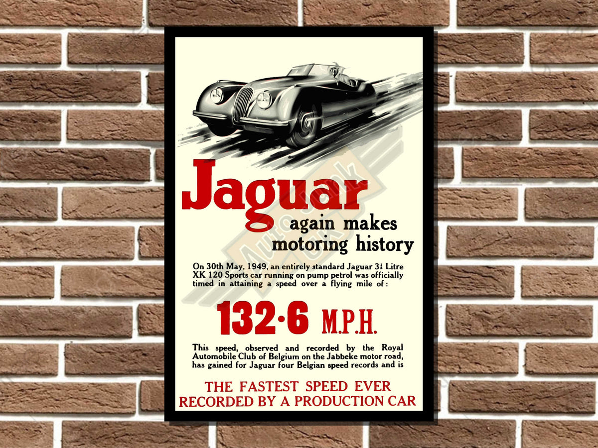 Jaguar Makes History Metal Sign