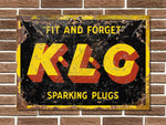 KLG Spark Plugs Metal Sign
