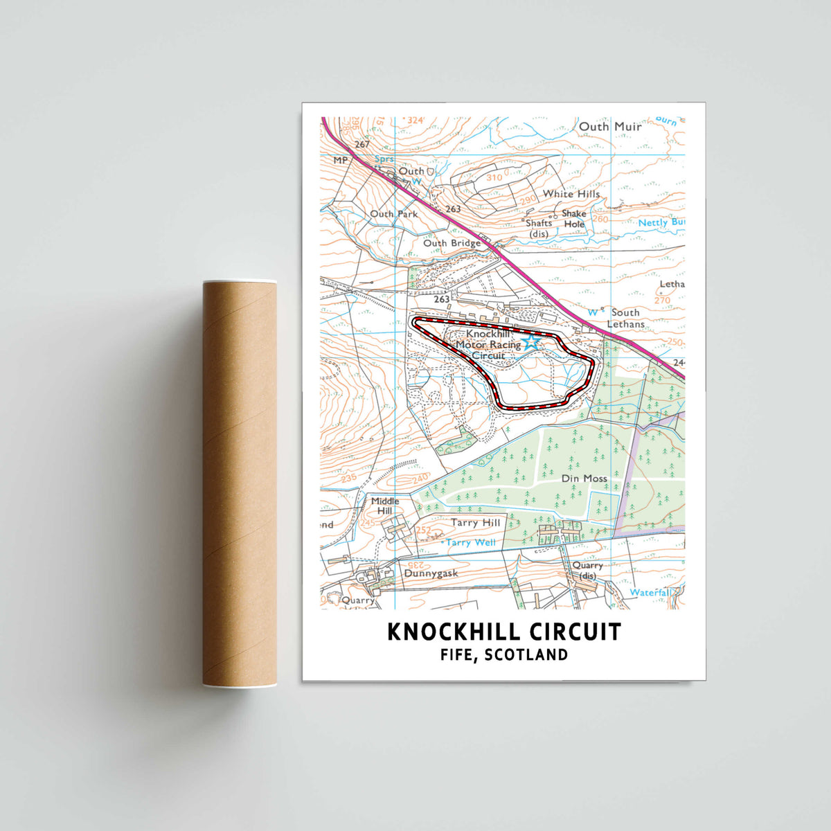 Knockhill Circuit Map Paper Poster