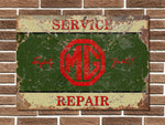 MG Service & Repair Metal Sign