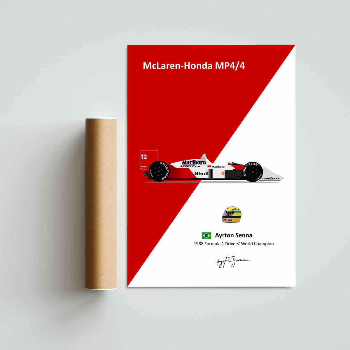 Ayrton Senna McLaren MP4/4 Paper Poster
