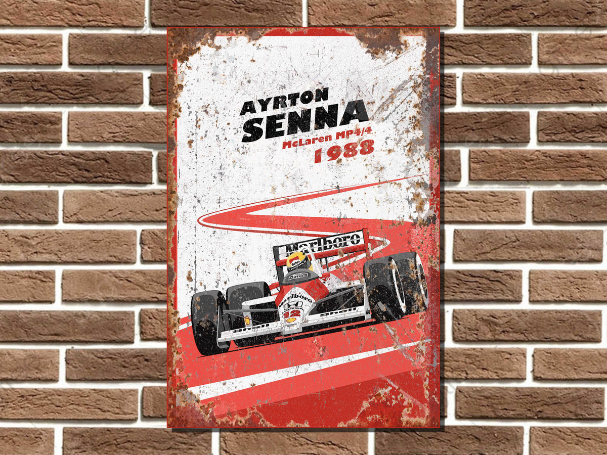 Ayrton Senna McLaren MP4/4 Metal Sign