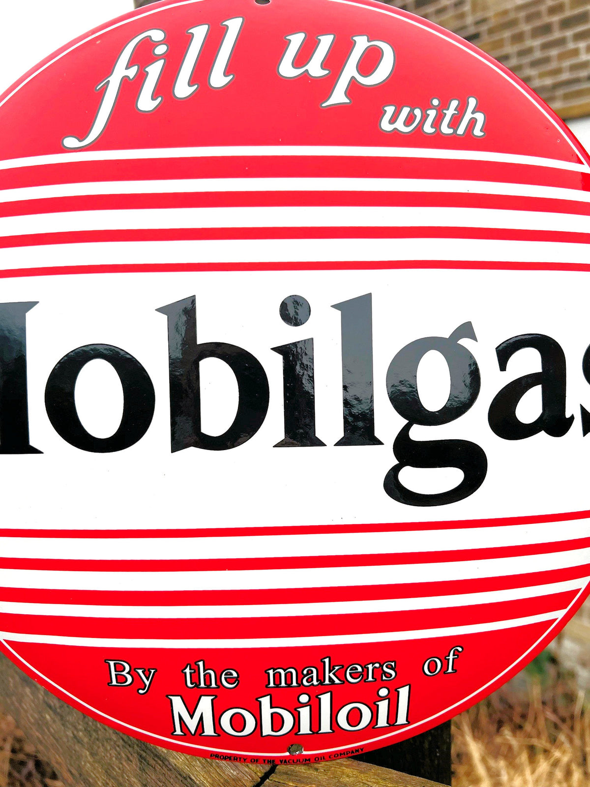 Mobilgas by Mobiloil Enamel Sign