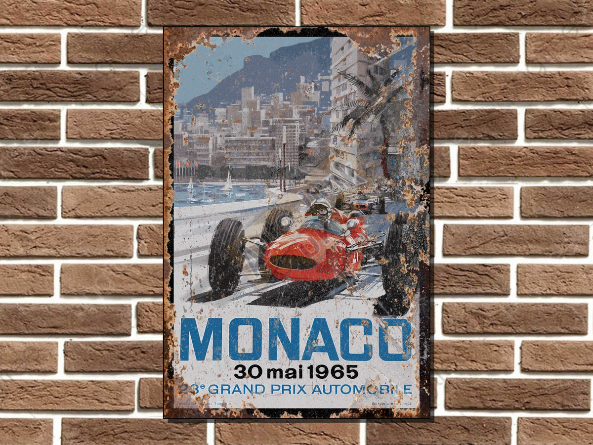 Monaco Grand Prix 1965 Art Print Metal Sign