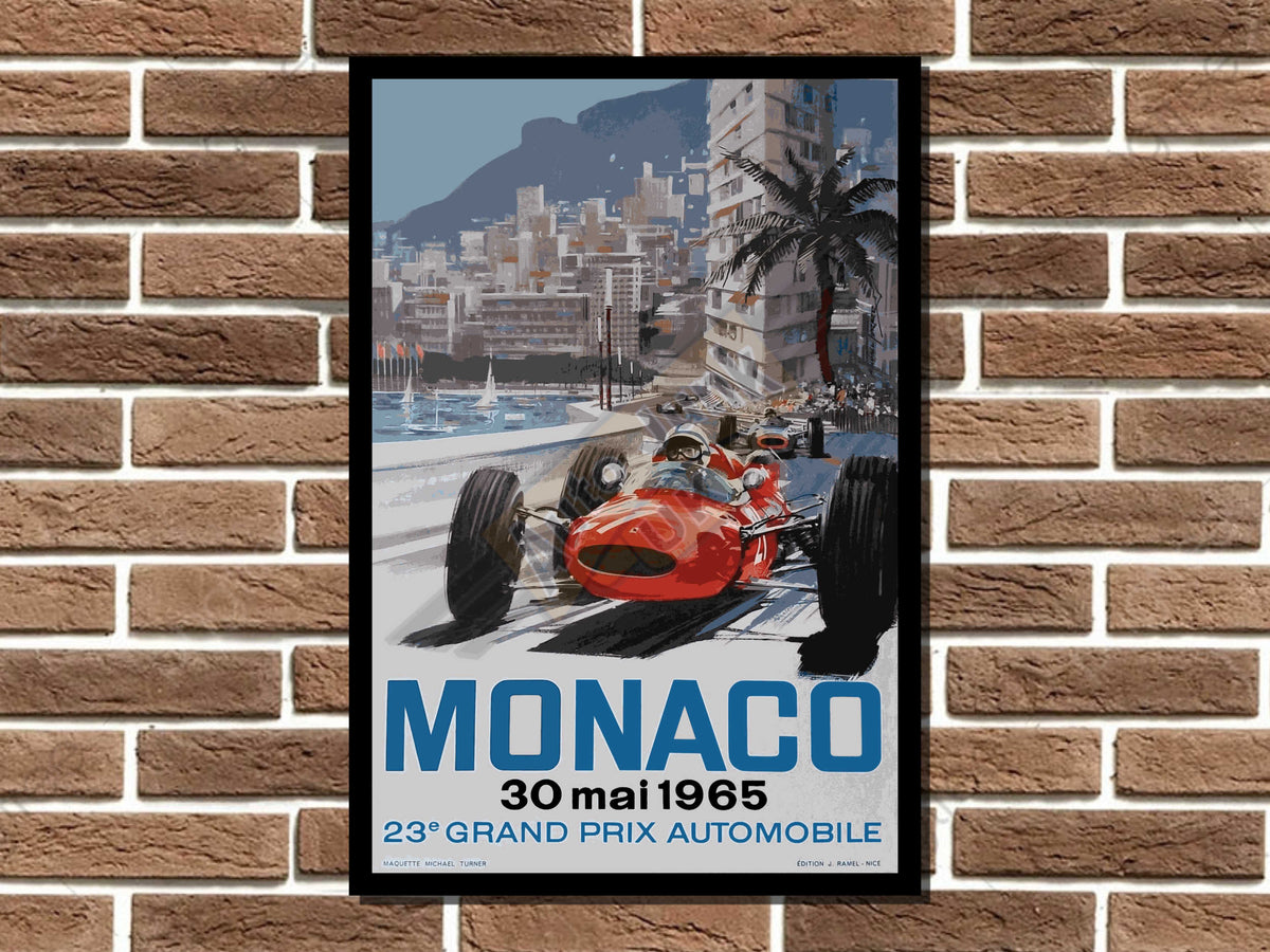Monaco Grand Prix 1965 Art Print Metal Sign