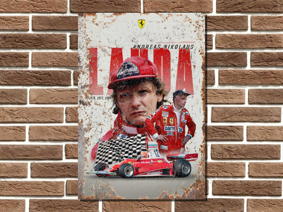 Niki Lauda World Champion Metal Sign