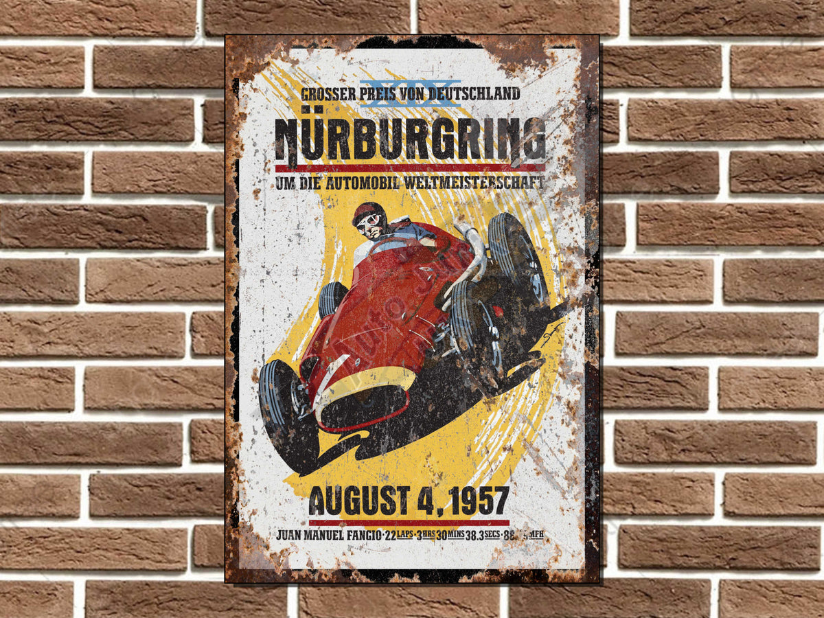 Nurburgring GP Juan Manuel Fangio Metal Sign