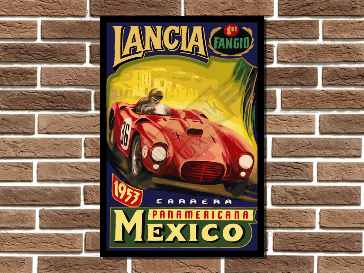 Carrera Panamericana Lancia Fangio Metal Sign