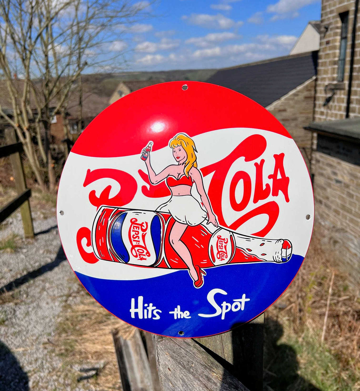 Pepsi Cola Enamel Sign