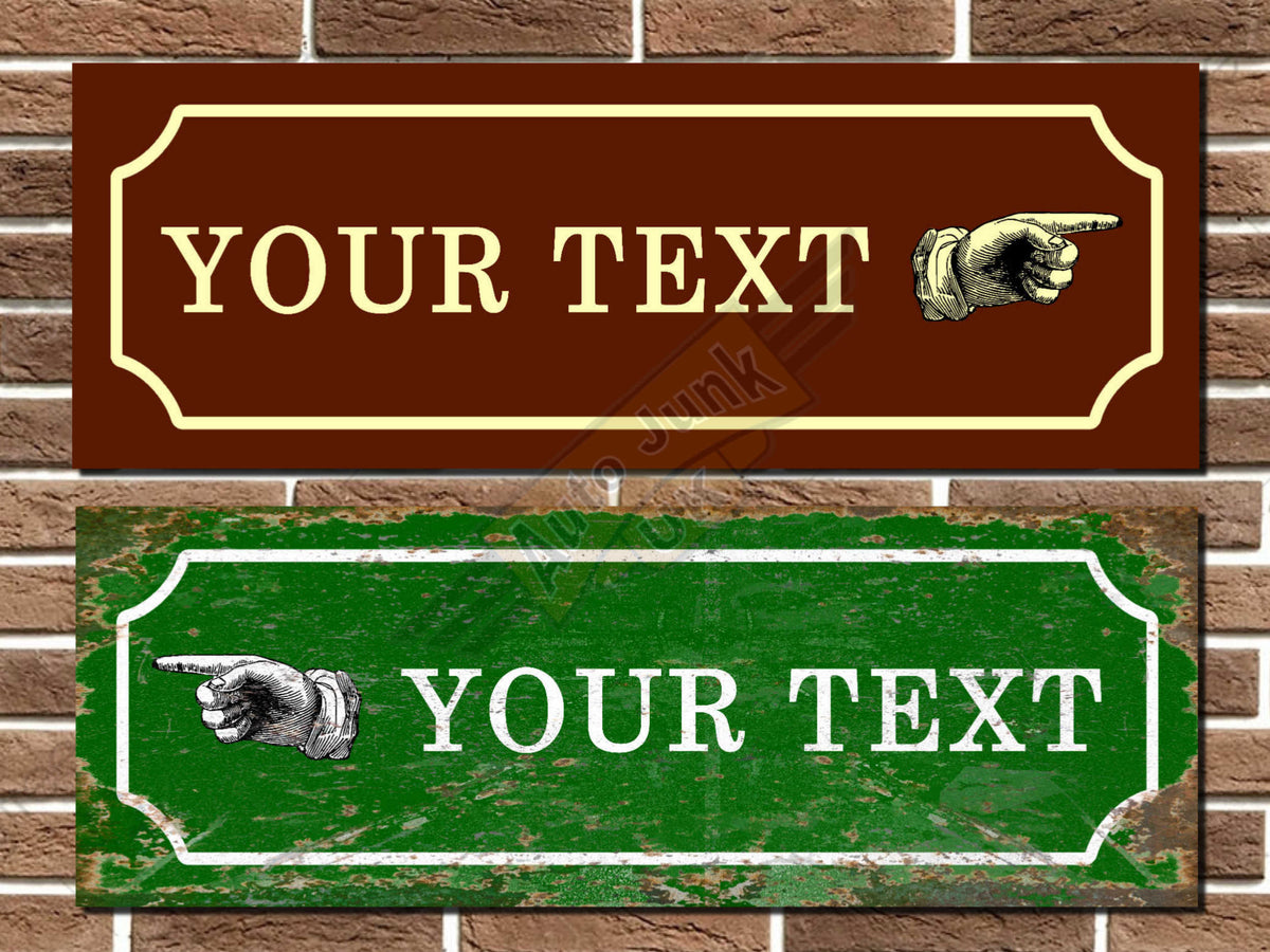 Personalised Vintage Style Finger Pointing Sign