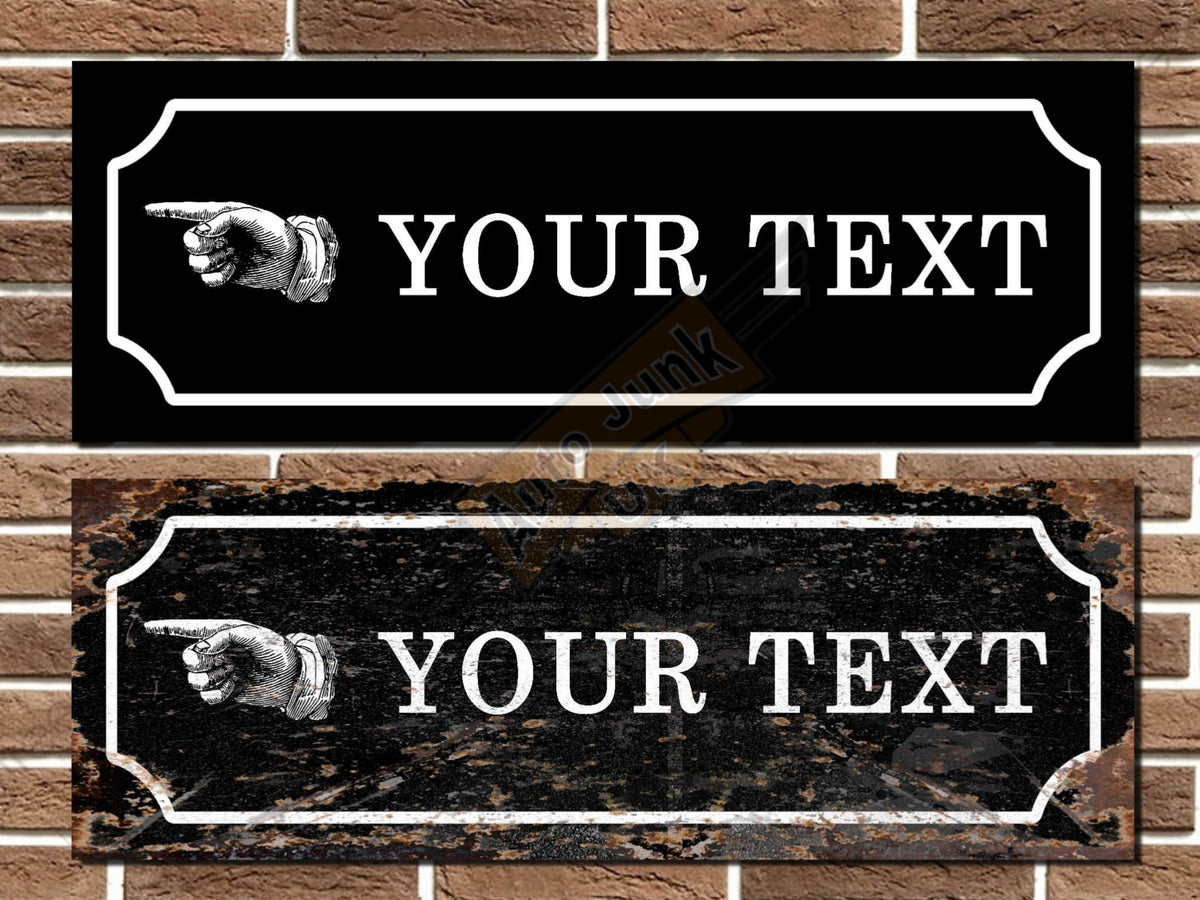 Personalised Vintage Style Finger Pointing Sign