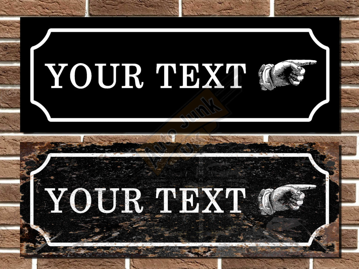 Personalised Vintage Style Finger Pointing Sign