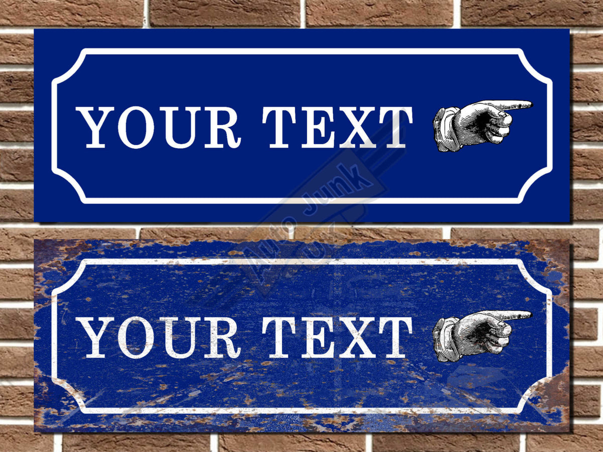 Personalised Vintage Style Finger Pointing Sign