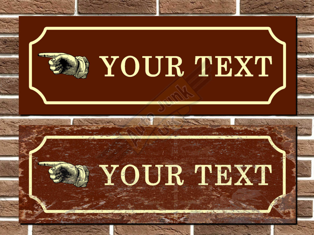Personalised Vintage Style Finger Pointing Sign