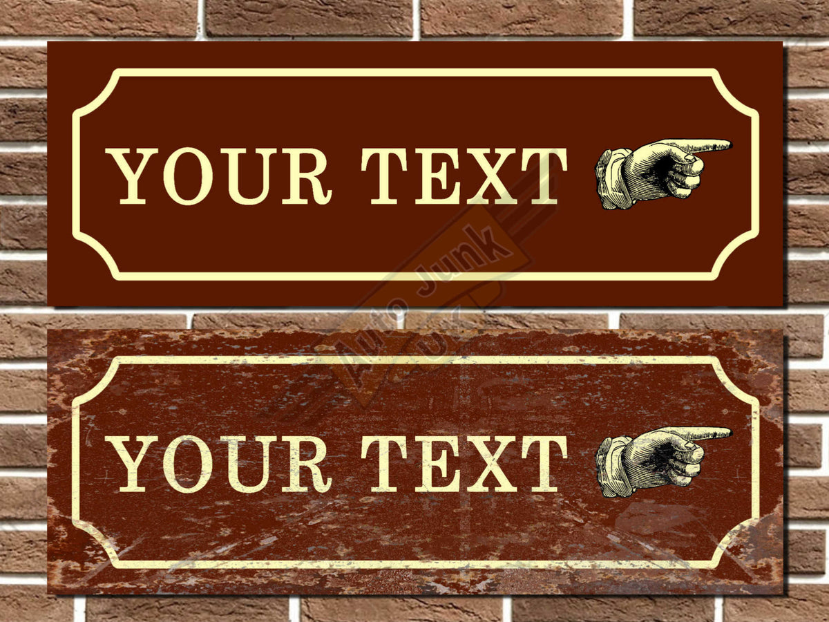 Personalised Vintage Style Finger Pointing Sign