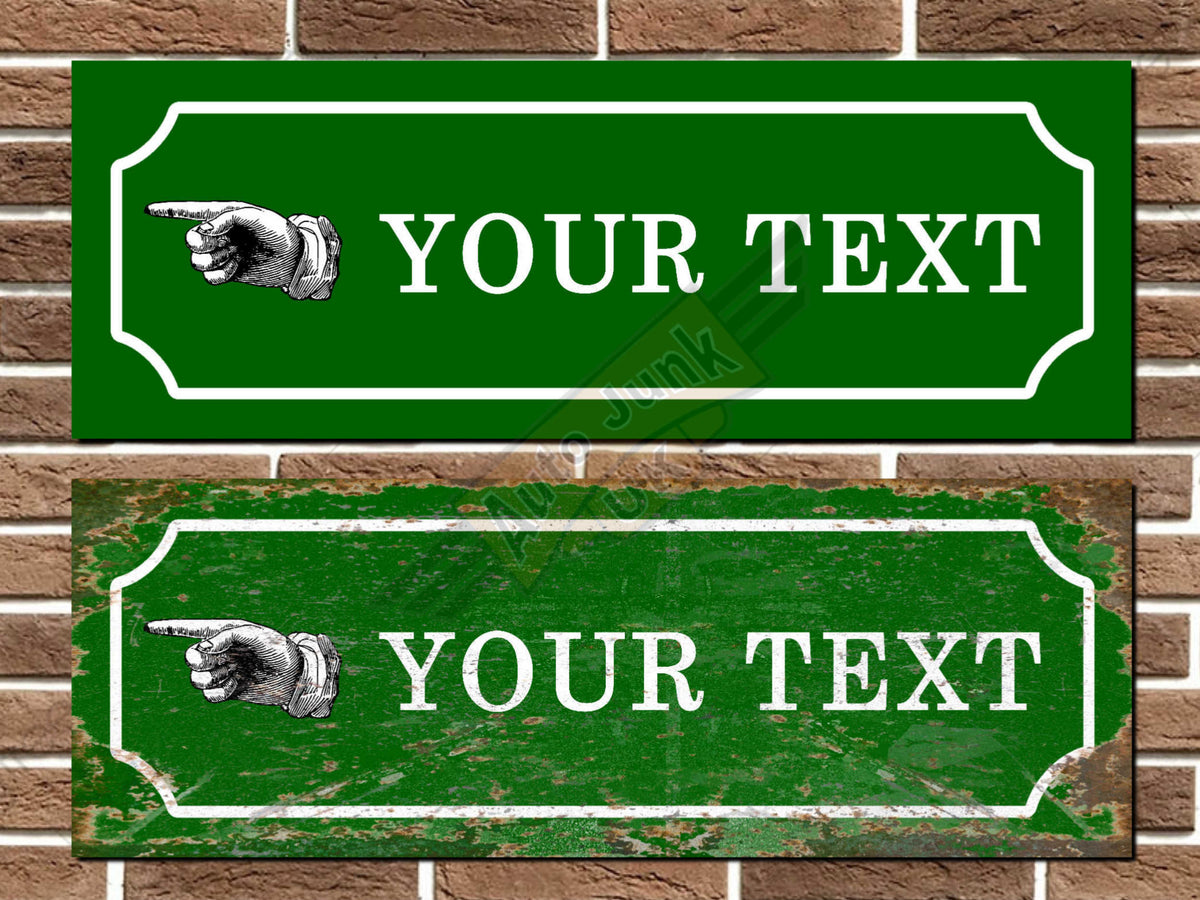 Personalised Vintage Style Finger Pointing Sign