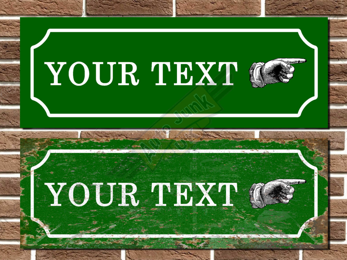 Personalised Vintage Style Finger Pointing Sign