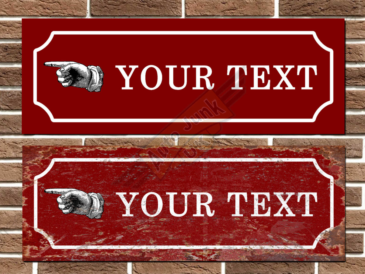Personalised Vintage Style Finger Pointing Sign