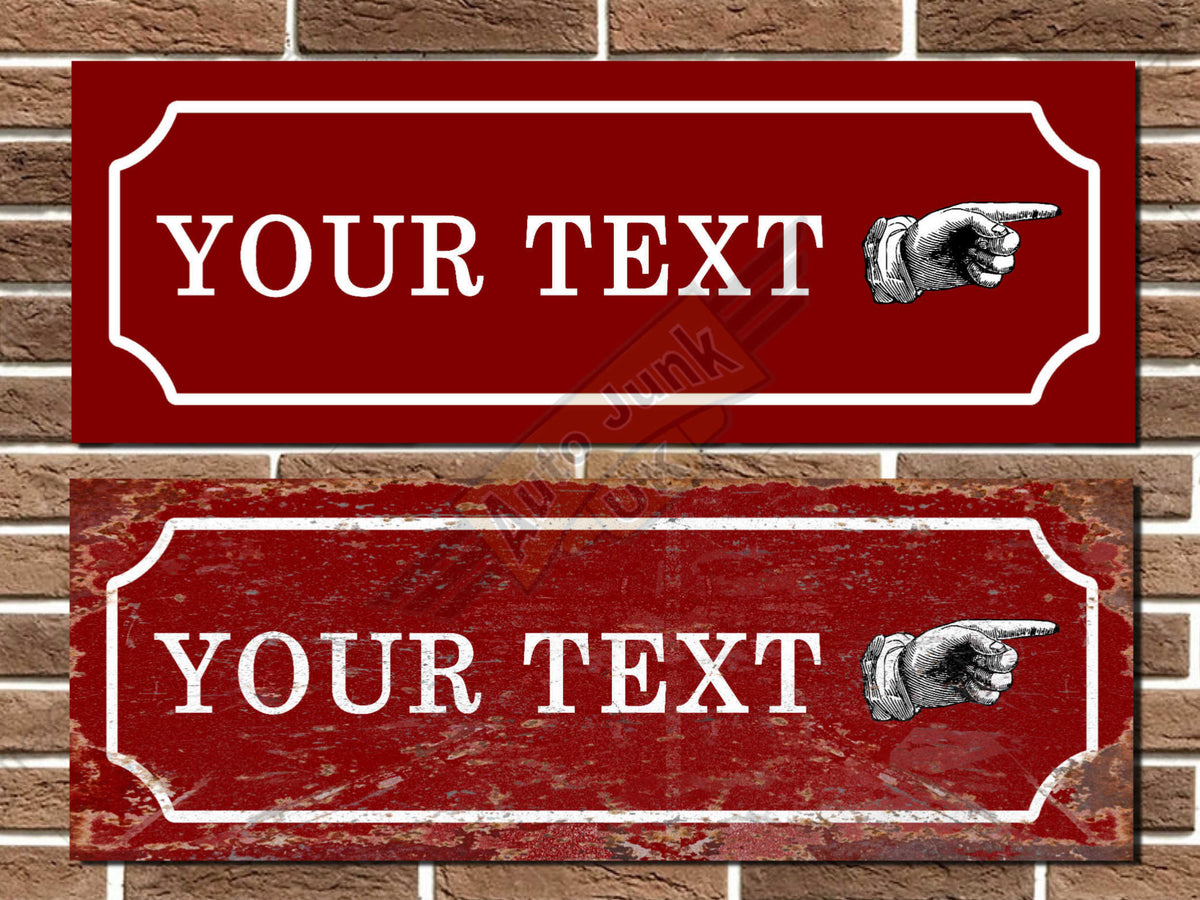 Personalised Vintage Style Finger Pointing Sign