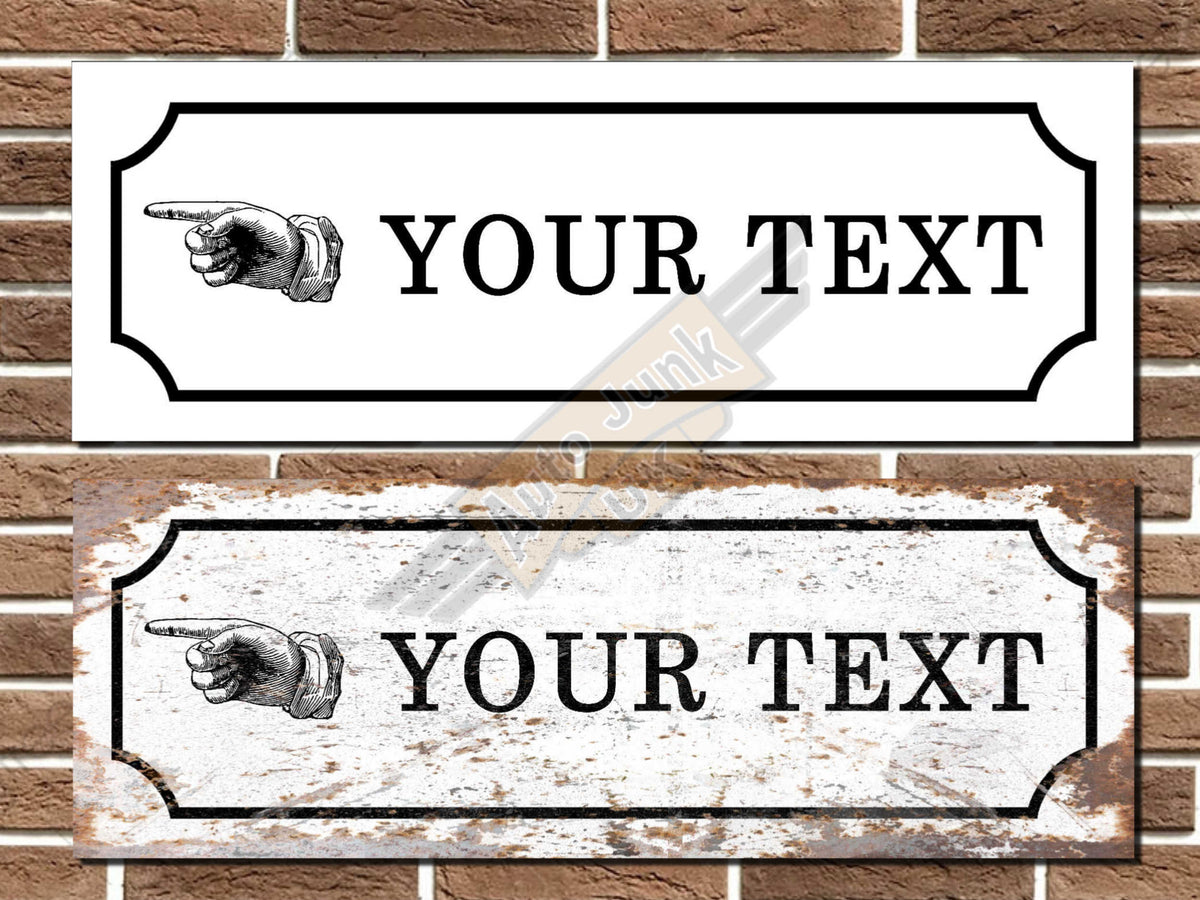 Personalised Vintage Style Finger Pointing Sign