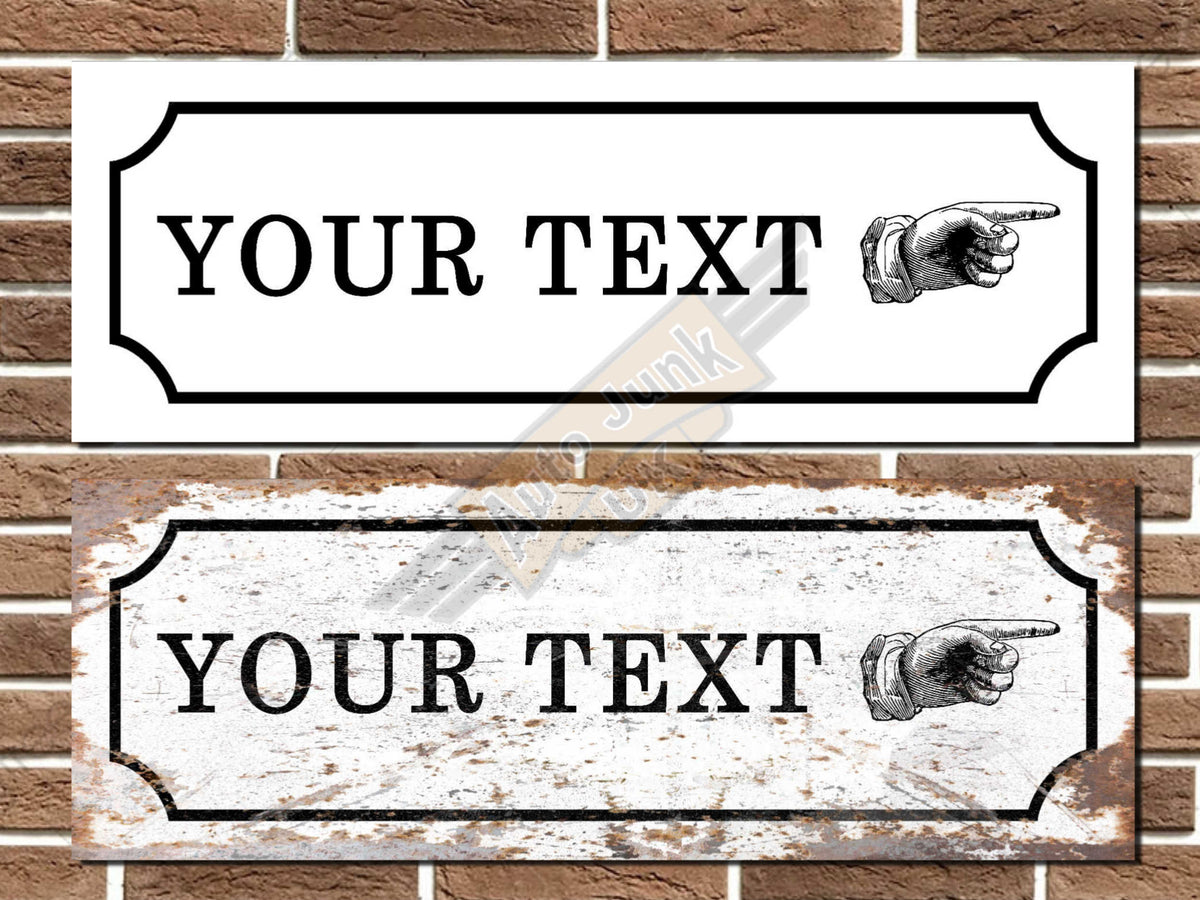 Personalised Vintage Style Finger Pointing Sign